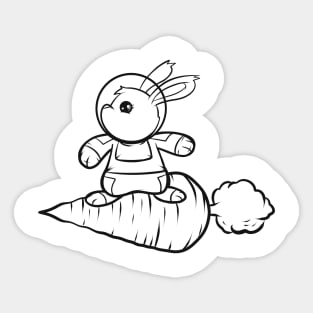 Easter Bunny Surfing On A Carrot As Color In Easter Sticker